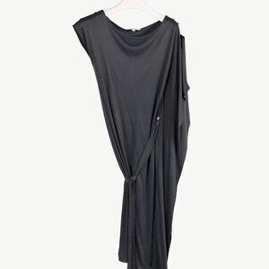 Max Mara Grey Jersey Belted Draped Mini Dress
